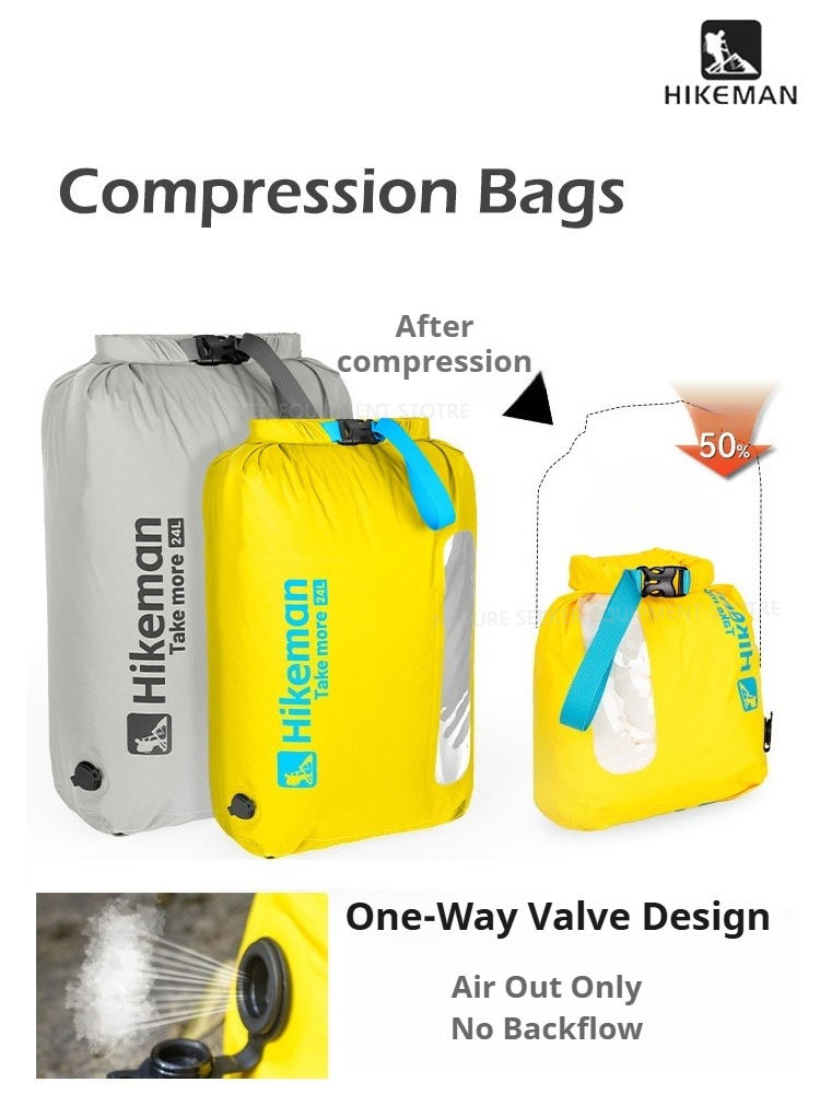 Fishing Kayak Storage Bag - HIKEMAN Vacuümcompressiezak met eenrichtingsklep, pomploos, waterdicht,
