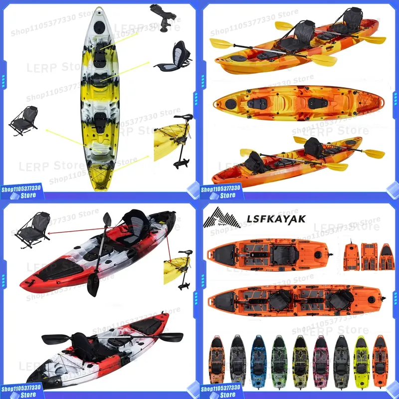 Fishing Kayak Sit In - 2-persoons plastic stijve zit-op-kayak met achterbank
